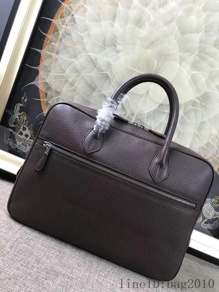 愛馬仕HERMES H家 郵差包 男女插袋款 超大容量 進口原廠皮 深咖啡 可手提斜挎 出差必備單品  tdher1358